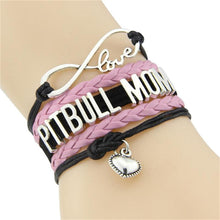 Infinity Love pitbull mom bracelet dog pet paw charm leather bracelets & ba