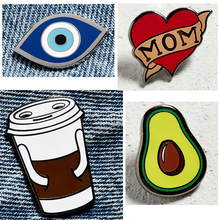 Timeless Wonder cute enamel MOM coffee cup eye avocado Brooch Pin Set Bijou