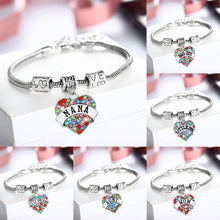 Family Member Mom Sister Daughter Bracelet Love Heart Shape Beads Crystal R