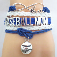 Infinity  Love BASEBALL MOM Team sports Bracelet   Wristband  charm wish fr