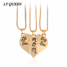 Mother & Daughter Necklace"little sis mom big sis" Broken Heart Shaped Pend