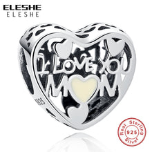 ELESHE 2017 Mothers Day Gift I LOVE YOU MOM Heart Charms Beads Fit Pandora