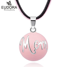 Eudora Harmony Pink Round Mom Bola Pendant Necklace with Ribbon Chain Music