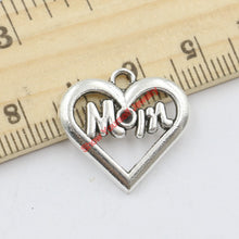 20pcs Antique Silver Plated Heart Mom Charms Pendants for Jewelry Making DI