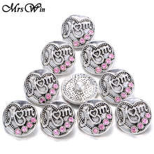 10pcs/lot New Snap Jewelry Crystal Mother Mom Snap Buttons fit 18mm Snap Br