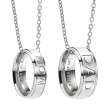 Fashion Hot DAD MOM Letters Carved Round Charm Pendant Necklace Jewelry for