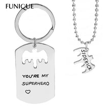 FUNIQUE Bat Superhero Pendant Key Chain Necklace Fathers Mothers Day Gifts