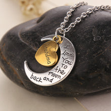 New Fashion Moon Heart I Love You Dad Mom Son Daughter Pendant Necklace for