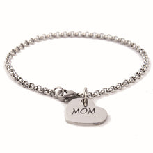 Titanium Steel 6mm Beaded Chain Bracelet With Heart Shape Pendant Charm Let