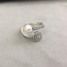 2017Mother's Day Compatible ring925 Sterling Silver Jewelry Round Pearl Rin