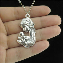 GLOWCAT Q7A14 Silver Alloy Women Jewelry Holy Mother Mom Baby Pendant Short