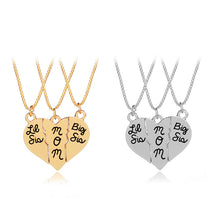 Mother Daughters Necklaces 3pcs/set "Little Sis MOM Big Sis" Love Heart Pen