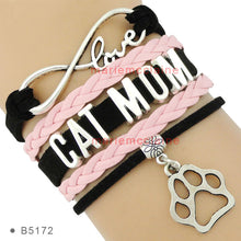 (10 PCS/lot) Infinity Love Cat Mom Leather Wrap Bracelets Multilayer Cat Mo