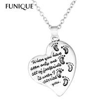 FUNIQUE 2016 Fashion Silver Tone Foot print Heart Charms Pendant Necklace W
