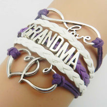 Infinity love mom & grandma bracelet gift heart feet charm Rope Bracelet fo