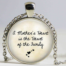 Mothers Day Necklace   A mother's heart is the heart of the family   Gift f