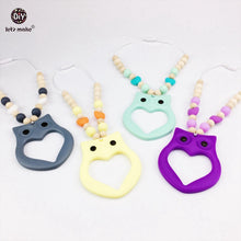Let's Make Baby Teething Jewelry 4pc Chewable Silicone Owl Wooden Bead Teet
