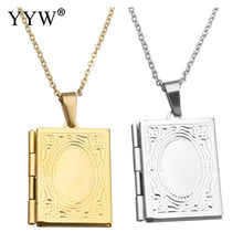 YYW Fashion Memory Photo Locket Charm Pendant Necklace Gold color Stainless