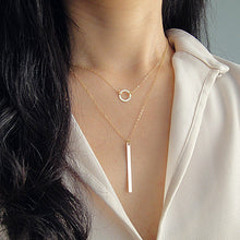2 Double Layered Tier Long Gold Circle Simple Delicate Necklace Suitable Pe