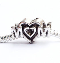 12pcs/lot Fashion Silver Mom Heart Alloy Bead DIY European style Big Hole B
