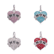 Lemegeton Dropping Shipping Stainless Steel Crystal Heart With Mom Charm Wi