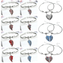 Fashion Heart Crystal Mother Daughter Pendant Charm Bracelet Family Women J