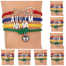 LNRRABC Unisex Handmade Autism Pendant bracelets for women Love Heart Woven