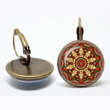 Bronze Classic Lotus Mandala Jewelry Earring Nail Henna Om Symbol Zen Buddh