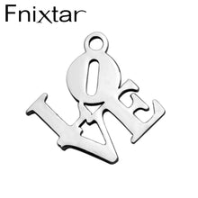 Fnixtar Stainless Steel Letter Charms LOVE Best Mom Faith Metal Charms For