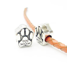 20pcs/lot Fashion DIY Silver Plated DOG MOM Paw Charm Beads Fits European B