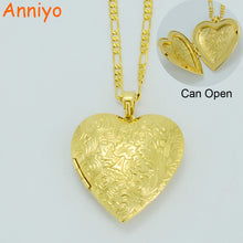 Anniyo Big Heart Pendant Necklaces Gold Color Love Jewelry Romantic Gifts,B