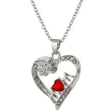 Charm Necklace for Mother's Day Gift  Mom Friend Red Crystal Heart Necklace