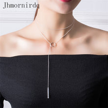 925 sterling silver strip necklace for women chain long jewelry simple circ