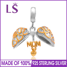 LS 1.4.K G.old Plated Mom Charms Original 925 Sterling Silver Heart Pendant