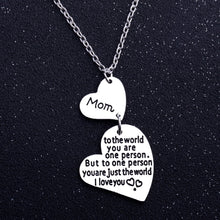 Mom Necklace Double Heart Charm Love Family Female Mothers Day Chain Pendan
