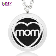 30mm Stainless Steel heart mom perfume Pendant necklace Fashion aromatherap