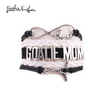 Little Minglou Infinity love GOALIE MOM bracelet hockey charm leather wrap