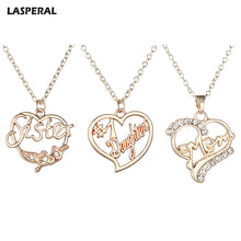 LASPERAL Women Necklace Rose Gold Hollow Heart Letter Mom Daughter Engraved