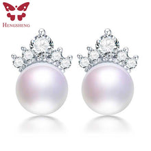 HENGSHENG 8 9mm Cultured Freshwater Pearl Earrings, Fine Jewelry Stud Earri