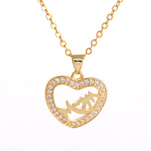 bijoux femme Statement choker necklace micro pave CZ Hollow Heart with Mom