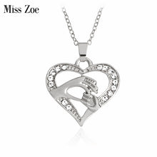 Miss Zoe Hand in Hand Mother and Me Pendant Necklace Rose Gold Silver Heart