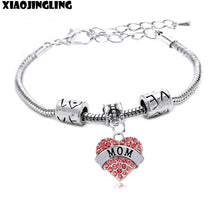 XIAOJINGLING New Fashion "MOM"Family Gift Love Heart Crystal Rhinestone Ban