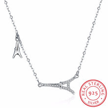 Lovely Sparkling Cubic Zirconia Eiffel Tower Necklace 100% Real 925 Sterlin