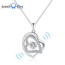 Heart to Heart Rotate Dancing Stone 925 Sterling Silver CZ Necklaces & Pend
