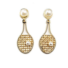 Personalized Pearl Tennis Earrings Tennis Dangle Earrings Sports Hobby Jewe
