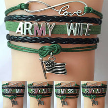 Infinity Love Army Mom/Sister/Wife/Grandma/Girl Friend/Aunt/ Bracelets etc