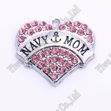 NAVY  MOM crystal Word Heart Dangle Sports Fitness Pendant-in Pendants from
