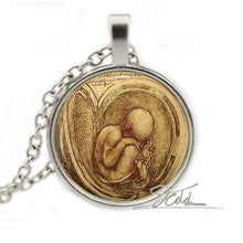 Leonardo Da Vinci Fetus Necklace Pendant  Midwife Pregnant Mom Baby Jewelry