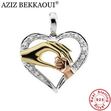 AZIZ BEKKAOUI 100% Real Pure Sterling Silver Mother and Child hand in hand