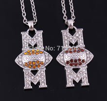 Mother's Day Gift  10pcs zinc alloy American football Mom Pave clear Crysta